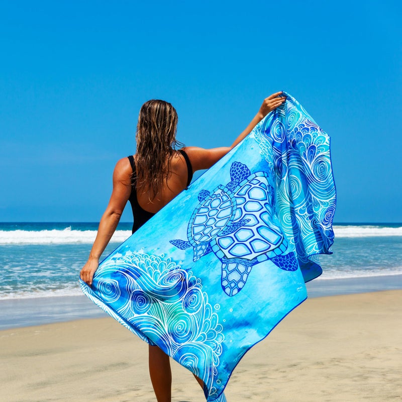 Elite Trend Microfiber Beach Towel for Adults with Bag - Extra Large 78x35 inch Lightweight Sand Free Quick Dry Towel for Travel, Swimming, Yoga, Camping (Sea Turtle) - Image 2